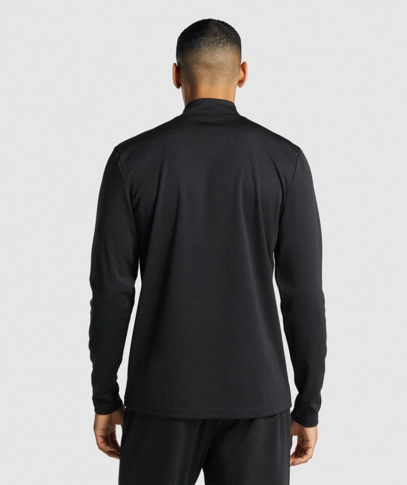 Men's Gymshark Arrival 1/4 Zip Sweatshirts Black | NZ 8IJBOT